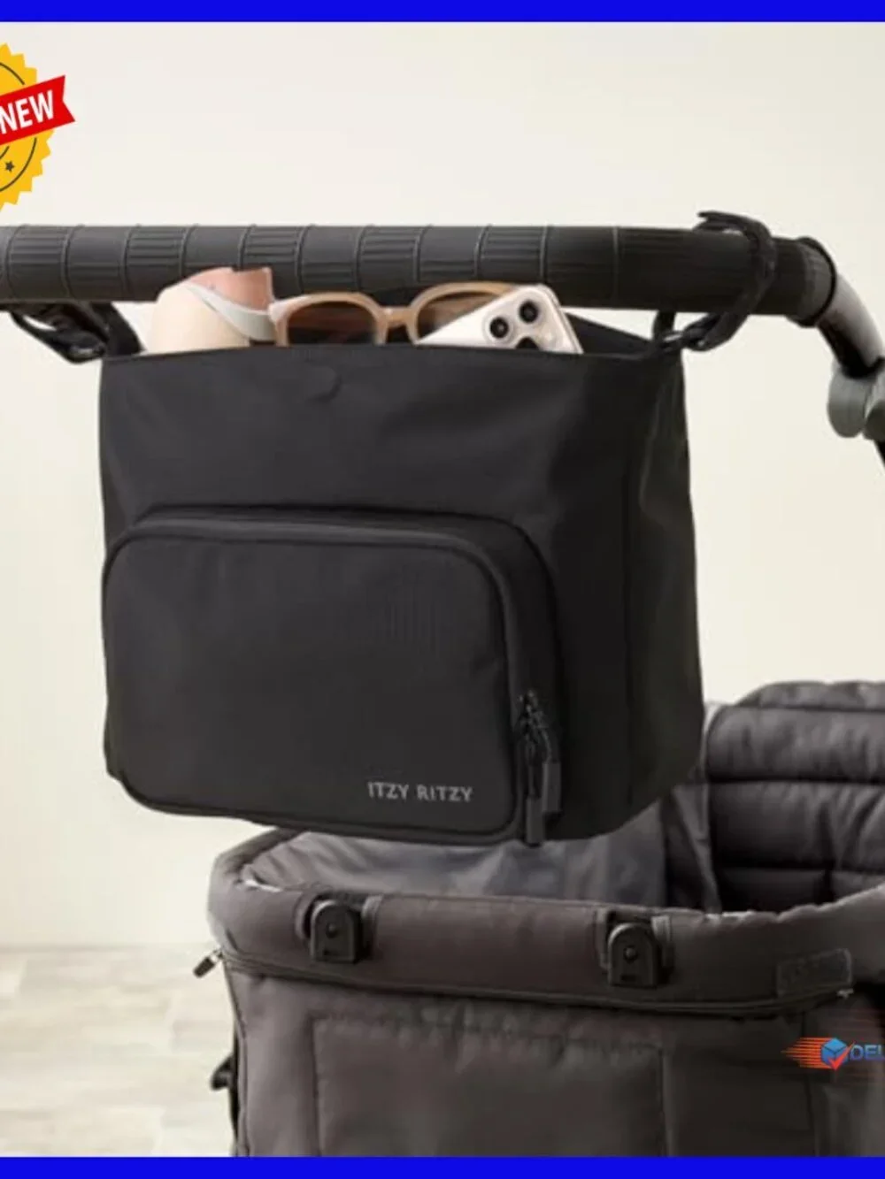 Convertible Stroller Organizer Crossbody Bag with Bottle Holders & Smart Pockets